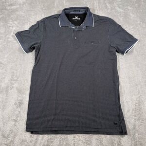 Buttercloth Polo Shirt Men's Small Blue‎ Geometric Icy Cotton Short Sleeve
